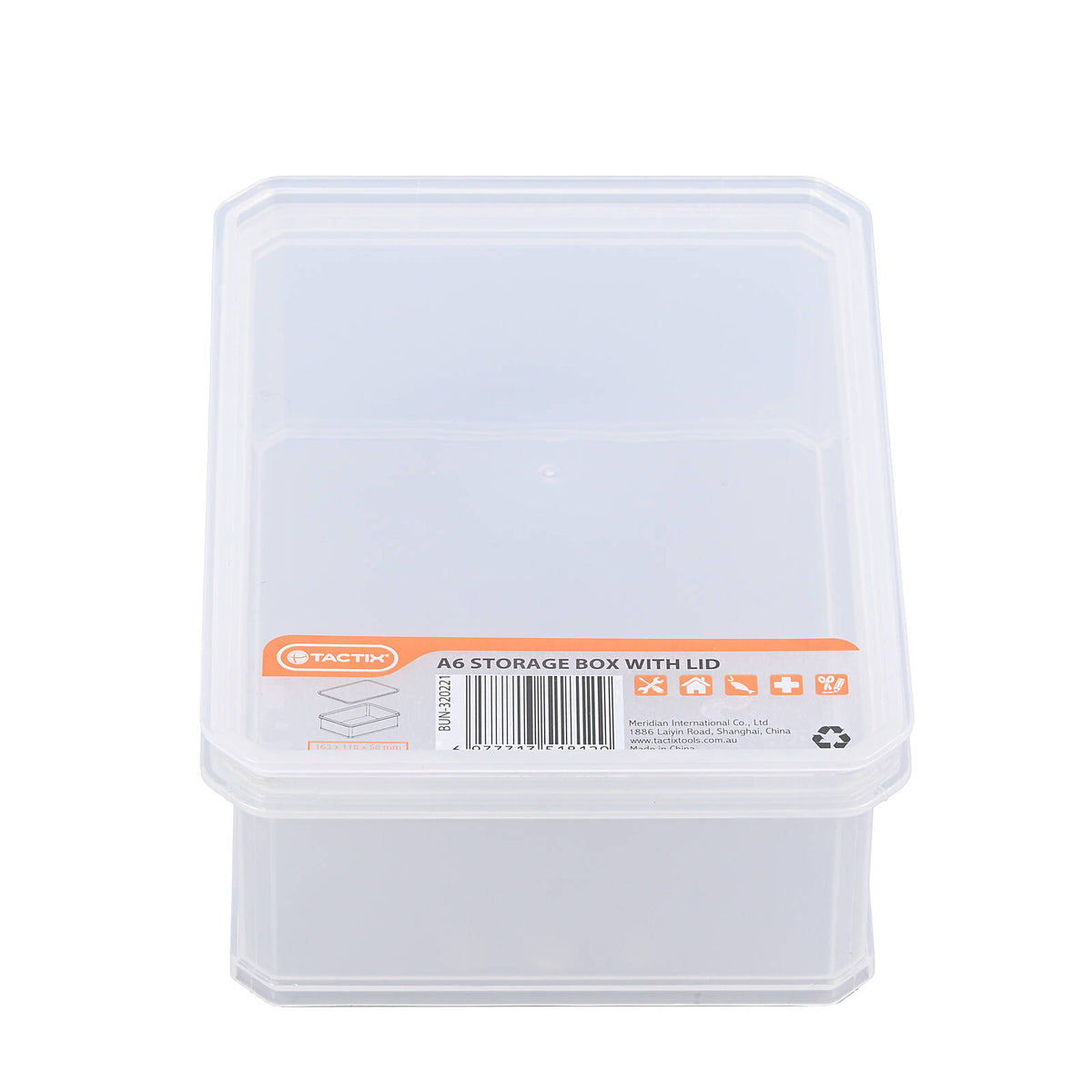 Tactix Small A6 Storage Container 1L Plastic Stackable with Lid 163 x 118 x 58mm