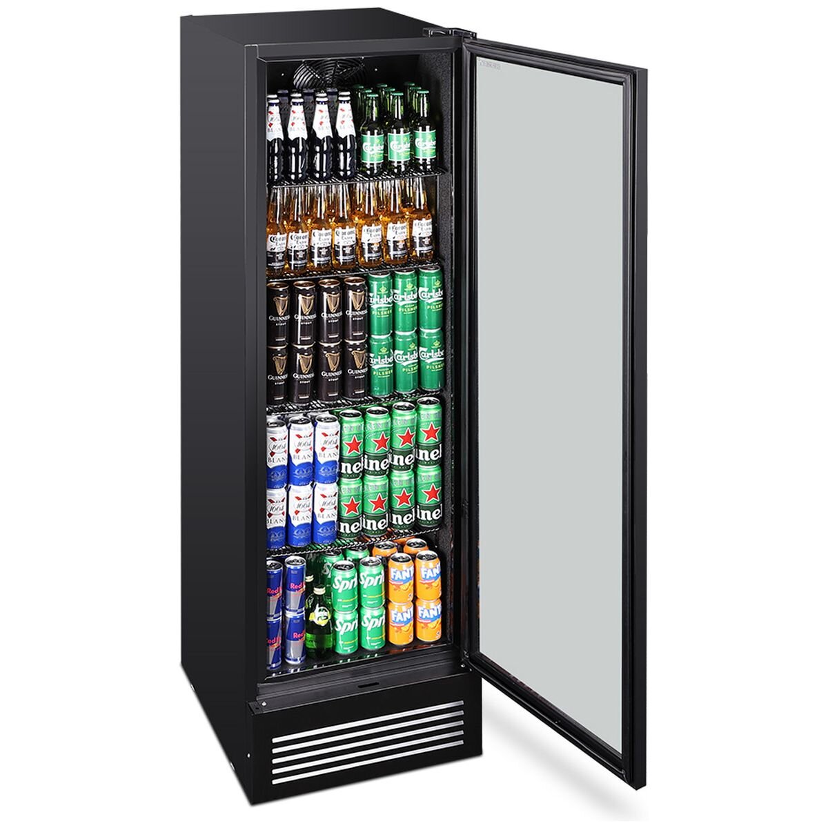 Husky 435L Home Bar Drinks Chiller - Black, Single Glass Door, Low-E Glass, LED Lighting - C4HHMBBKAU