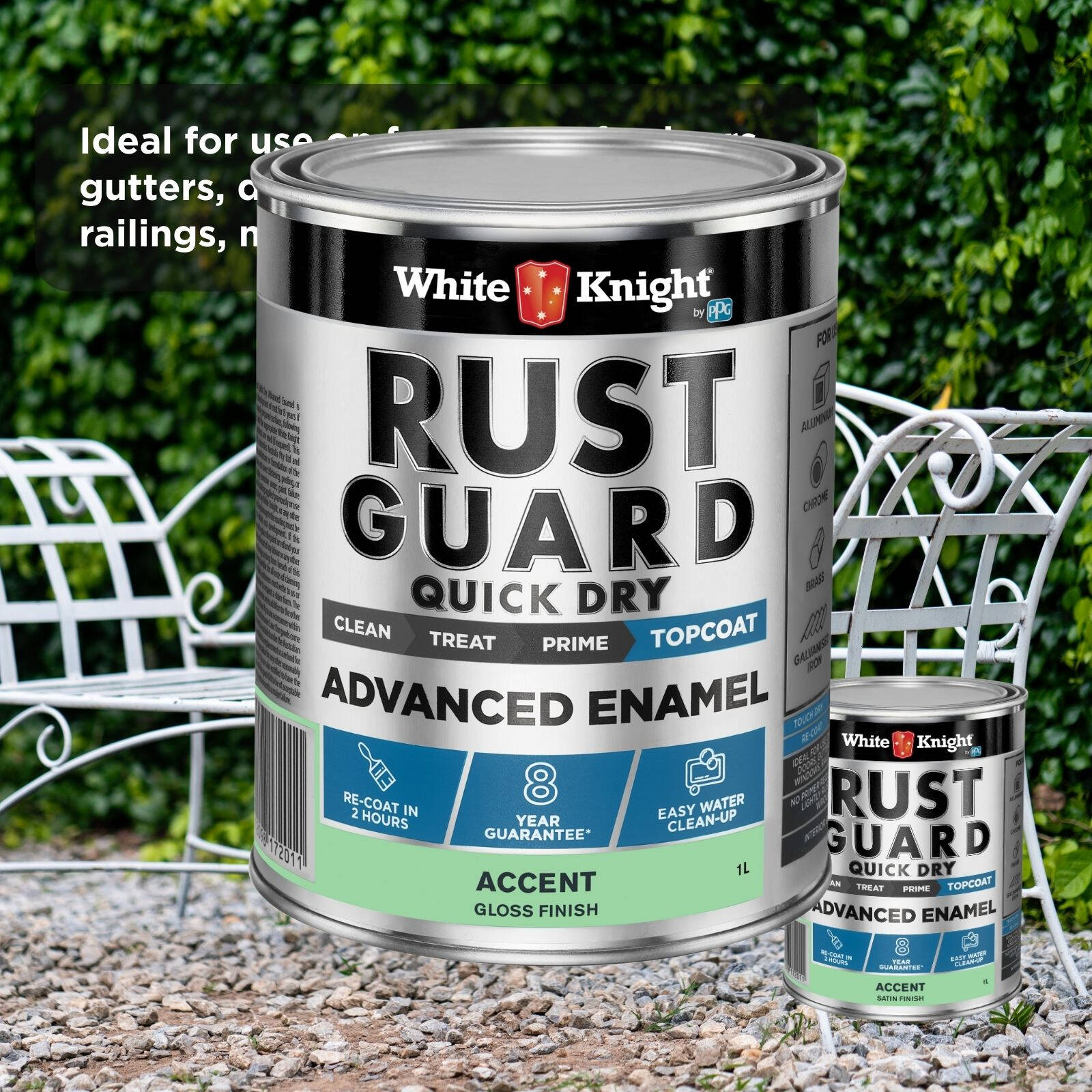 White Knight Rust Guard 1L Accent Gloss Quick Dry Advanced Enamel Paint
