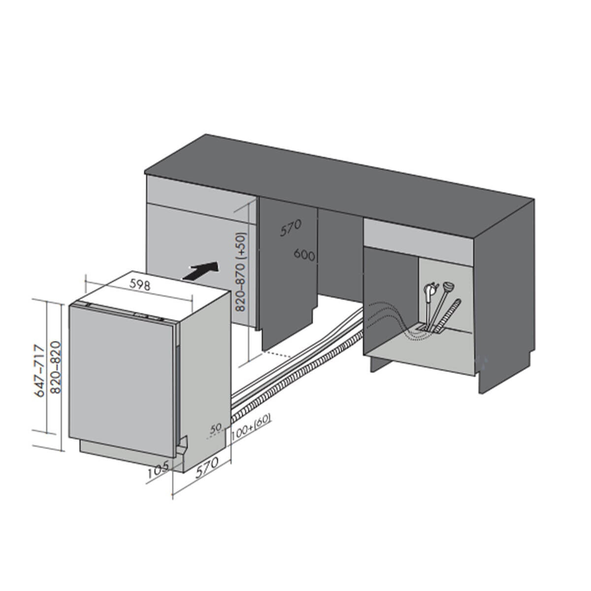 Artusi 60cm Fully Integrated Dishwasher - 15 Place Settings, Extra Dry, Delay Start, Eco Wash - ADWFI603