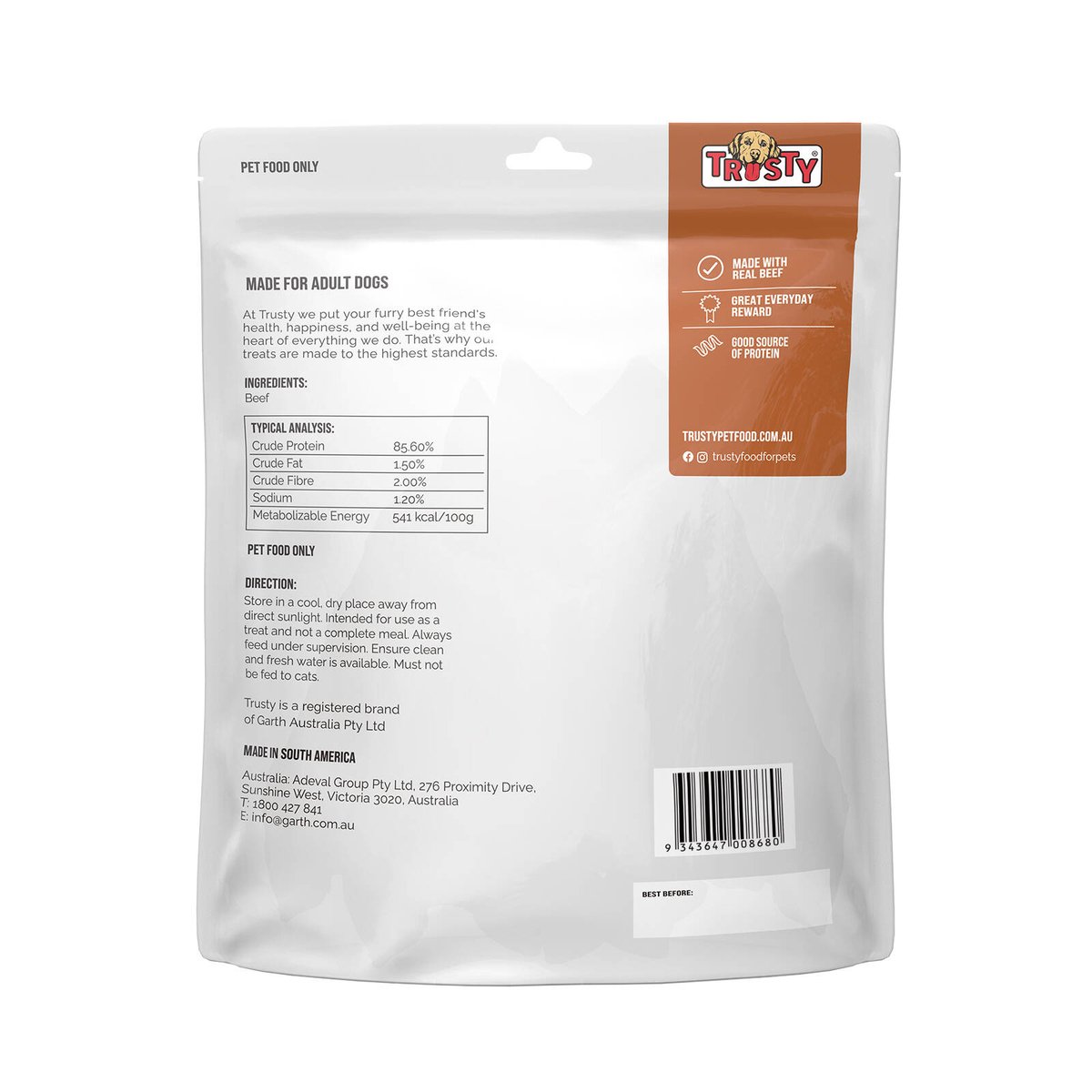 Trusty Beef Ears Adult Dog Treats 4 Pack - 100% Real Beef - 0.32kg - SuperSaverAU - view 2