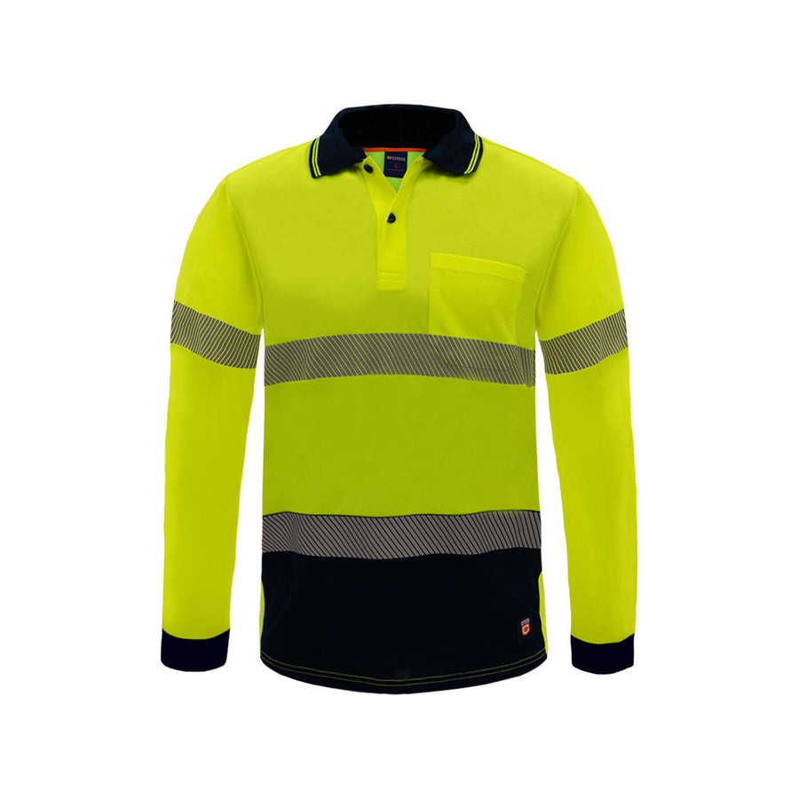 Citeco Yellow Hi Vis Long Sleeve Polo - Reflective Polyester, Men's Small