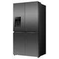 Hisense 640L Quad Door Fridge - Dark Stainless Steel - Non-Plumbed Ice and Water Dispenser - HRCD640TBW