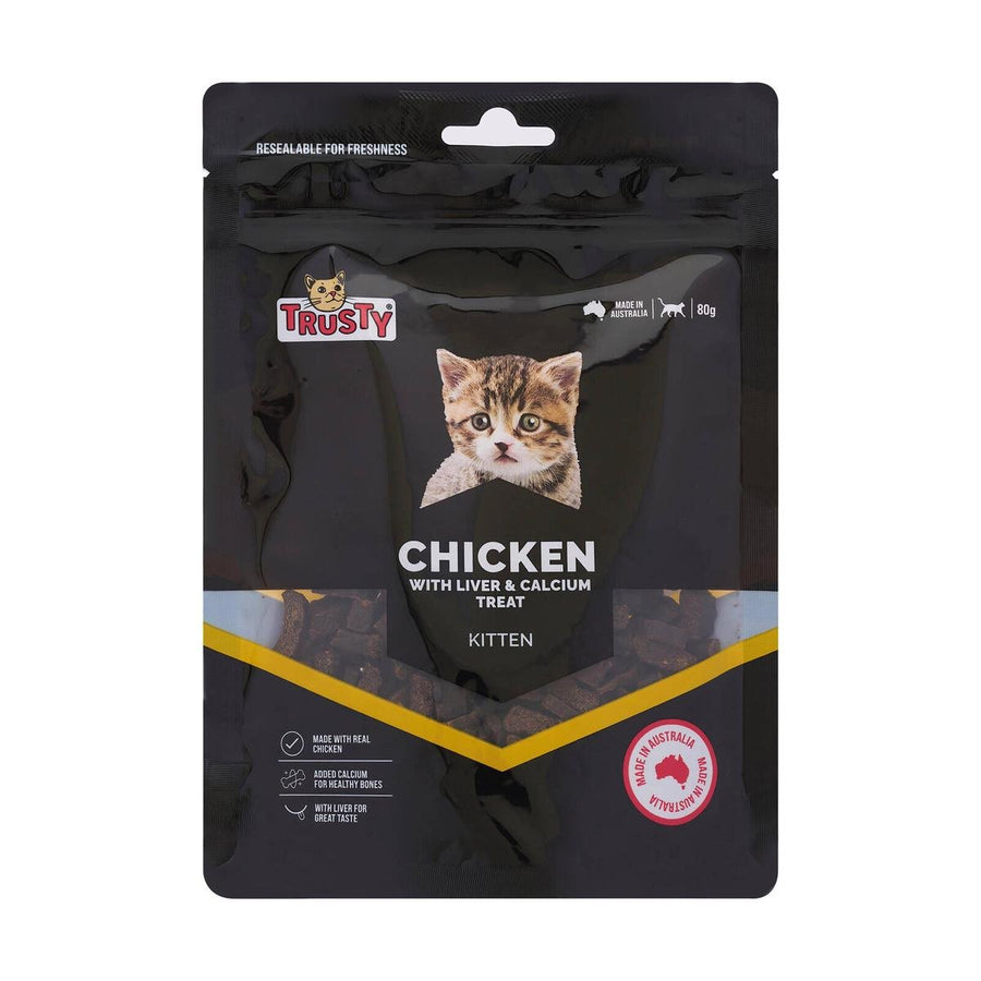 Trusty Chicken with Liver Kitten Treats 80g - Grain Free, Calcium Rich - SuperSaverAU - view 1