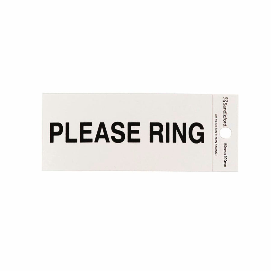 Sandleford Please Ring Sign - 100 x 50mm - Silver - Self Adhesive - SuperSaverAU - view 1