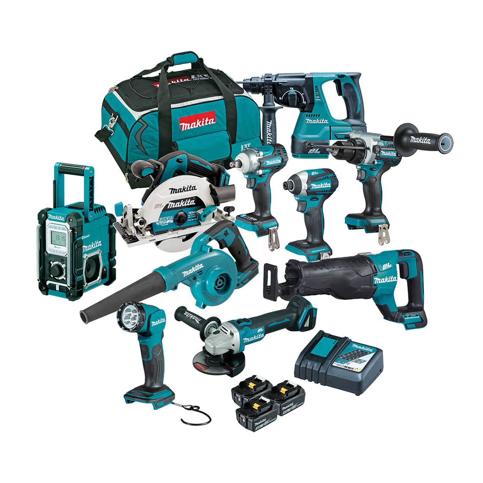 Makita Brushless 10 Piece 18V Combo Kit with 3 x 5.0Ah Batteries DLX1042TX1