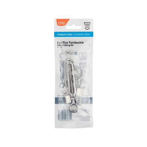 Taskmaster 5mm 316 Stainless Steel Eye Eye Balustrade Kit - Rust Resistant - 74mm x 210mm x 15mm - SuperSaverAU - view 1