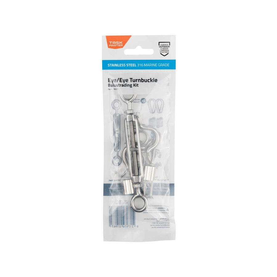 Taskmaster 5mm 316 Stainless Steel Eye Eye Balustrade Kit - Rust Resistant - 74mm x 210mm x 15mm - SuperSaverAU - view 1