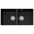 Oliveri Santorini Double Bowl Undermount Sink - Black Granite and Quartz, Overflow - ST-BL1563U-OF