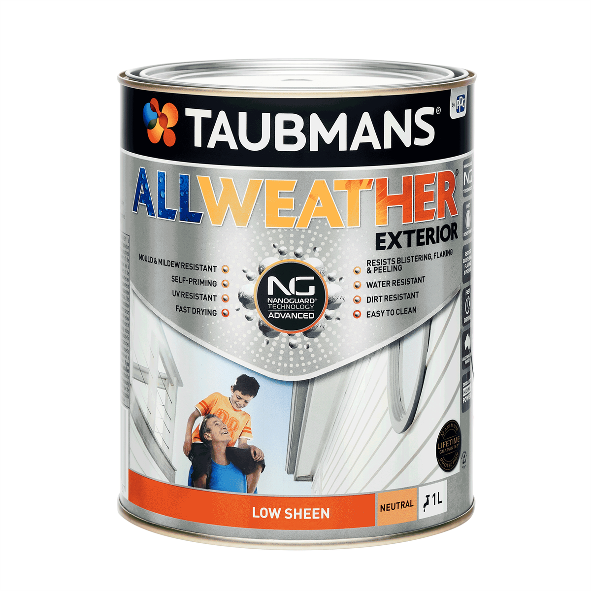 Taubmans 1L Neutral Low Sheen All Weather Exterior Paint - Mould Resistant - UV Protection - SuperSaverAU - view 1
