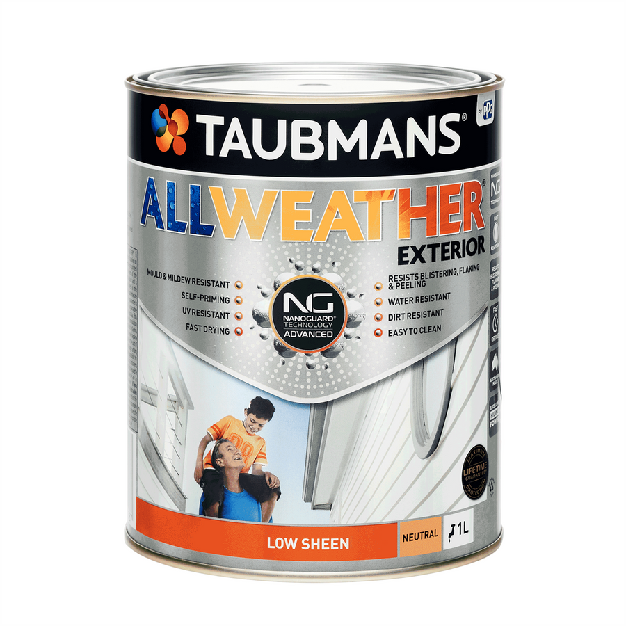 Taubmans 1L Neutral Low Sheen All Weather Exterior Paint - Mould Resistant - UV Protection - SuperSaverAU - view 1