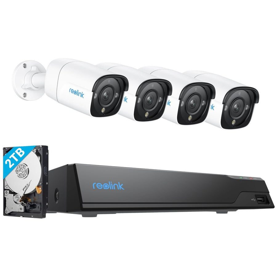 Reolink PoE security system - 4K 8MP cameras, person and vehicle detection, 2TB HDD included - PS6KB01-8