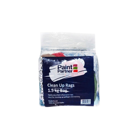 Coloured Rags Paint Partner 1.5kg Cleaning Rags - Lint-Free - 90mm x 250mm - Coloured - SuperSaverAU - view 1