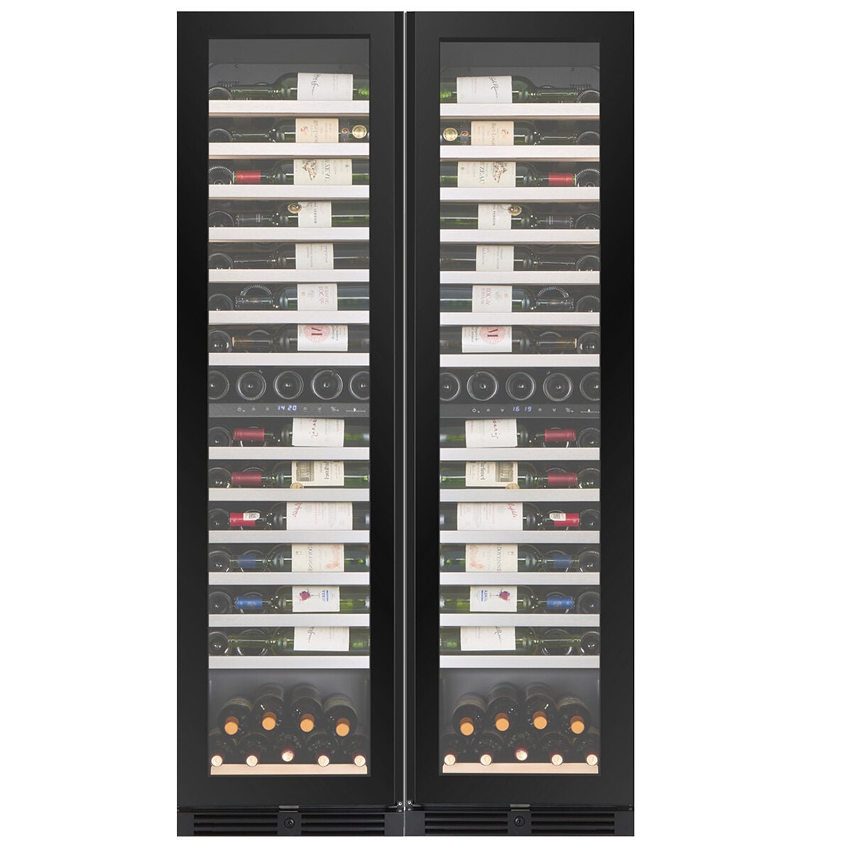 KingsBottle Atelier Harmony 172 Bottle Four Zone Wine Fridge System - Black Side-by-Side - KB245W4-BK