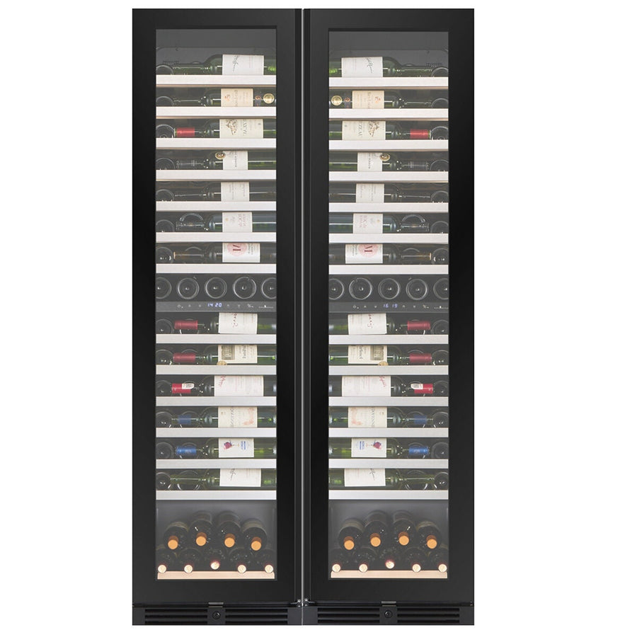 KingsBottle Atelier Harmony 172 Bottle Four Zone Wine Fridge System - Black Side-by-Side - KB245W4-BK