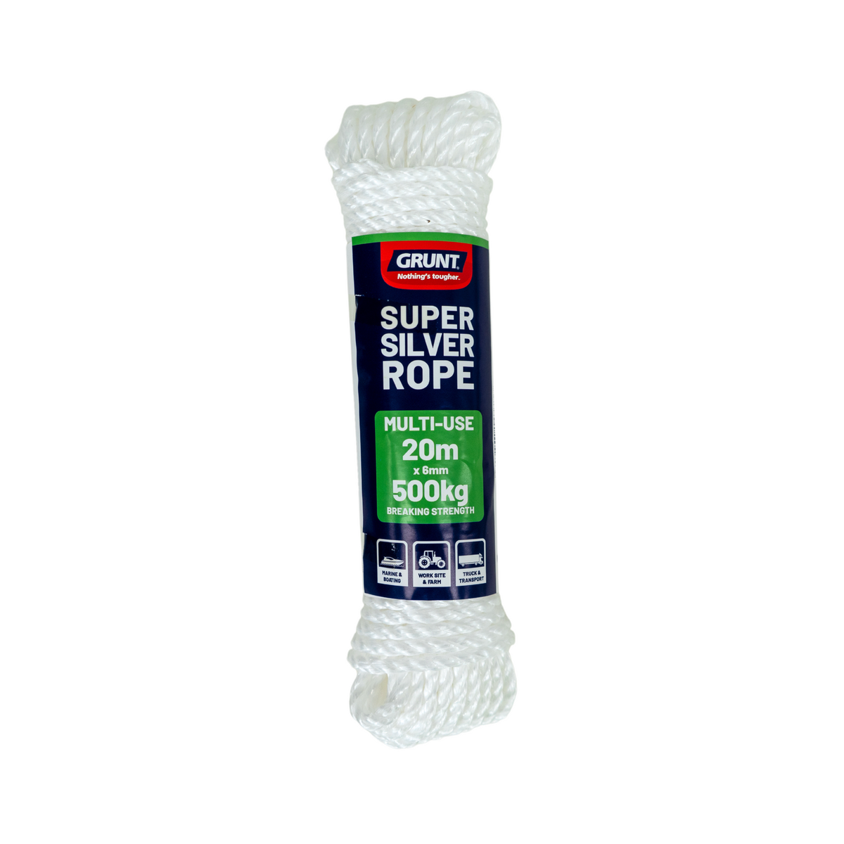 Grunt Super Silver Rope - 6mm x 20m - Polypropylene - Abrasion Resistant - SuperSaverAU - view 1