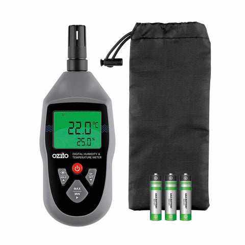 Ozito Digital Humidity & Temperature Meter - 0-100%RH - Plastic - Backlit Display - SuperSaverAU - view 1