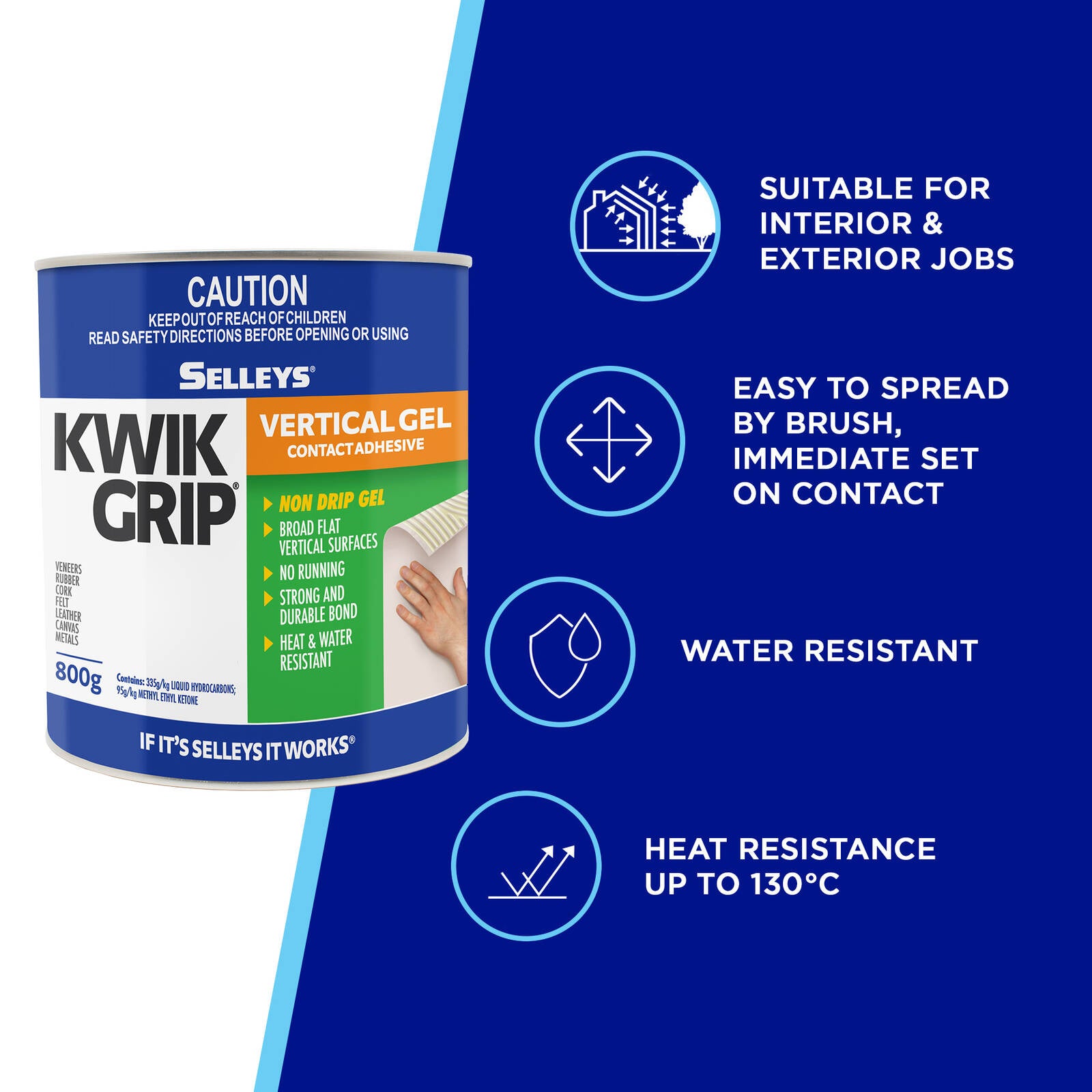 Selleys 400g Kwik Grip Gel Vertical Contact Adhesive - Solvent-Based, Non-Run