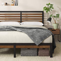 Zinus Double Metal and Bamboo Bed Frame - Black Metal with Brown Bamboo, No Box Spring - AU-FBOBH2ZC-35D
