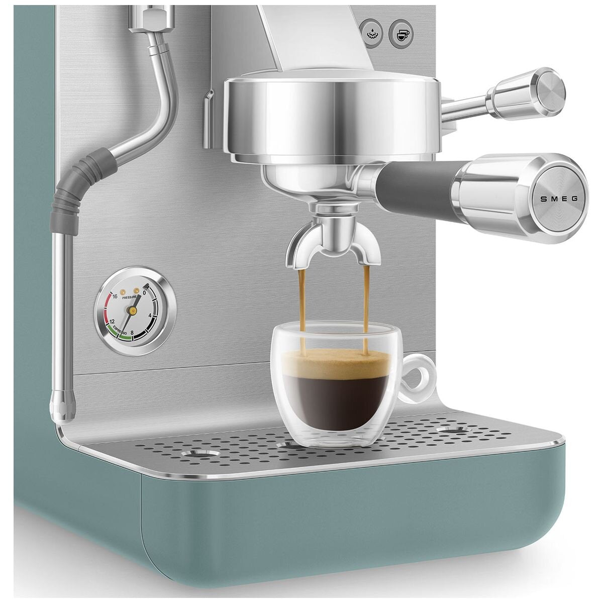 Smeg Minipro Espresso Coffee Machine - 15 Bar, Triple Thermoblock, Shot Timer, Emerald Green - EMC02EGMAU