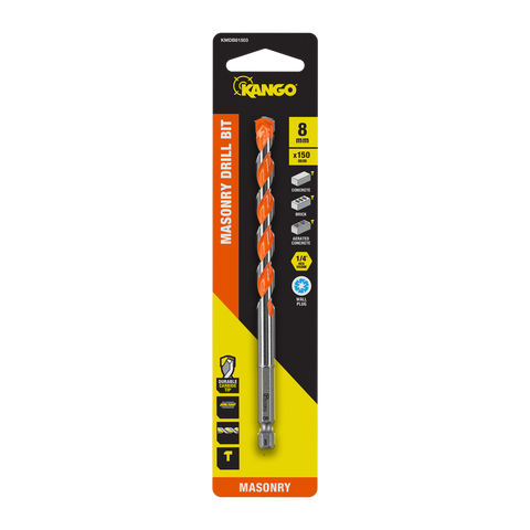 Kango 8mm x 150mm Masonry Drill Bit - Durable Carbide Tip - Precision Start - SuperSaverAU - view 1