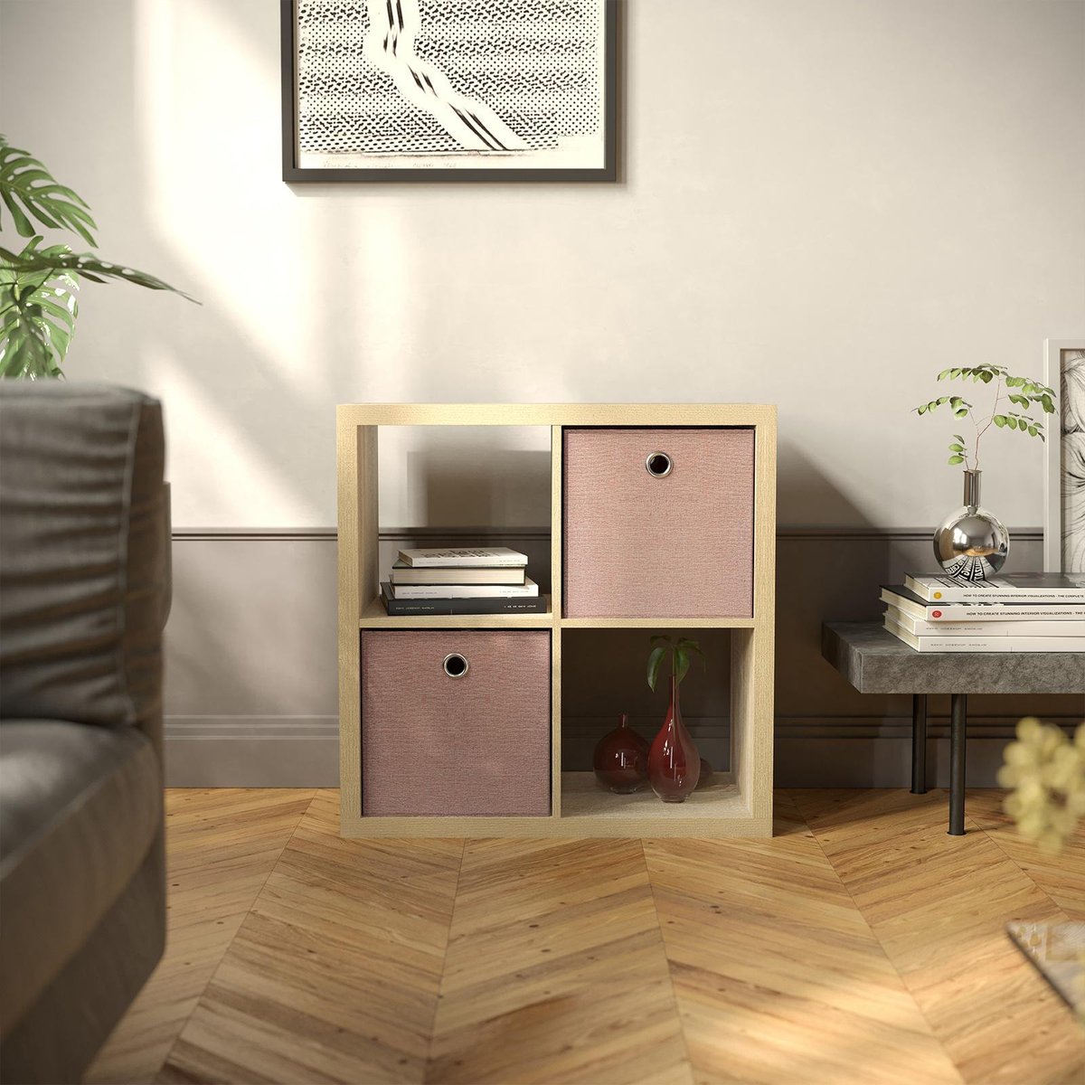 Flexi Storage Clever Cube Insert 330 x 330 x 370mm - Blush Pink - Versatile Storage Solution - SuperSaverAU - view 2
