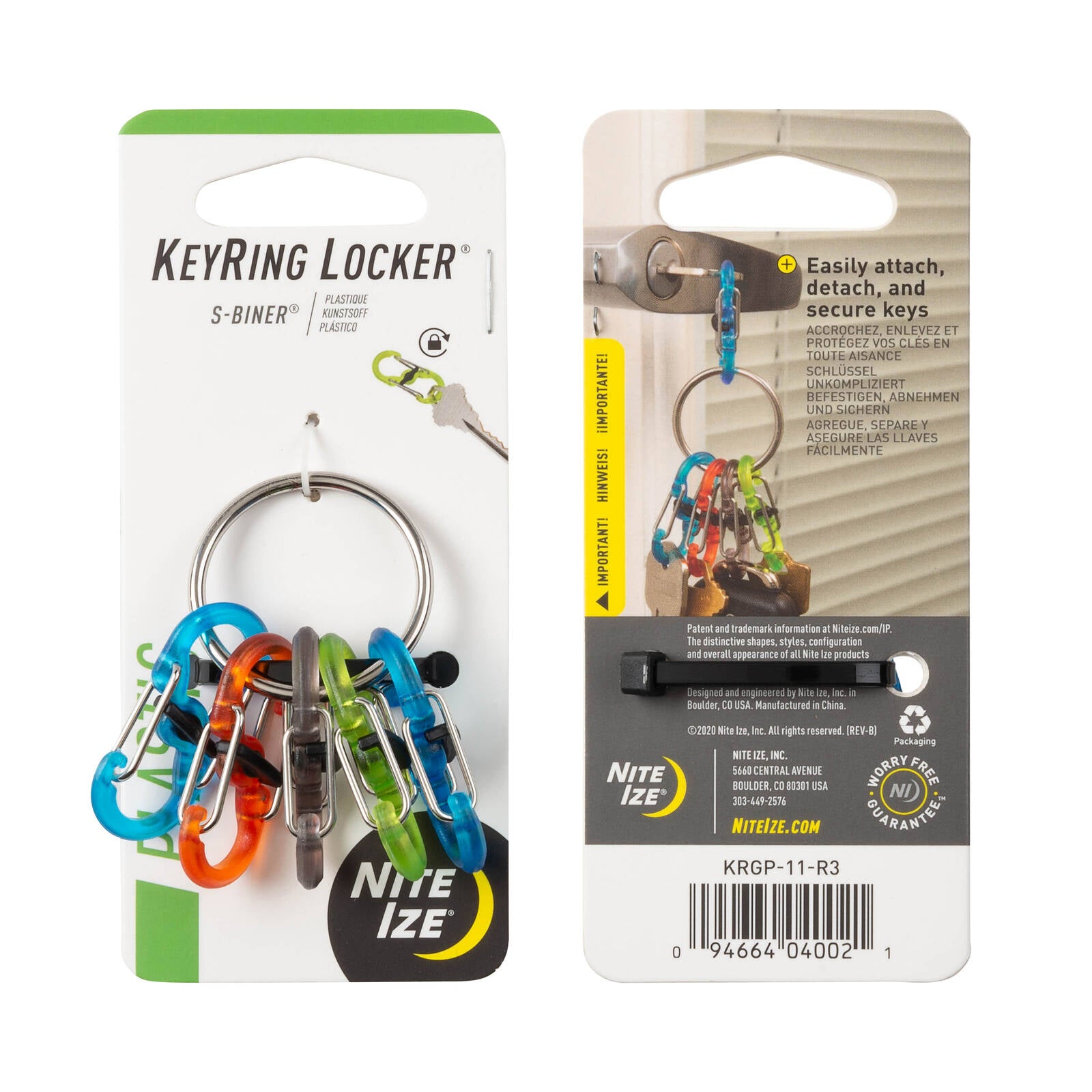 Nite Ize S-Biner Locker Key Ring, 62 x 42mm, Stainless Steel with MicroLocks