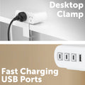 Arlec 2 Outlet Powerboard with Desktop Clamp PD20W USB-C 1.8m White