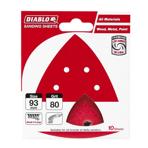 Diablo Abrasive Detail Sander Sheets - 93mm x 93mm - Aluminum Zirconia - 80 Grit - 10 Pack - SuperSaverAU - view 1