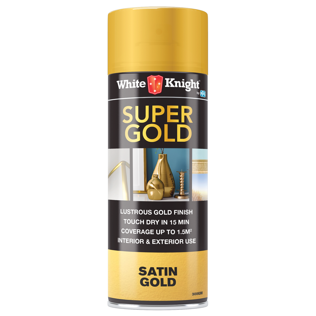 White Knight Super Gold Spray Paint - 300g - Solvent Based - Fast Drying - SuperSaverAU - view 1