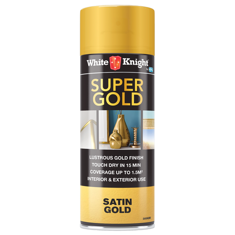 White Knight Super Gold Spray Paint - 300g - Solvent Based - Fast Drying - SuperSaverAU - view 1