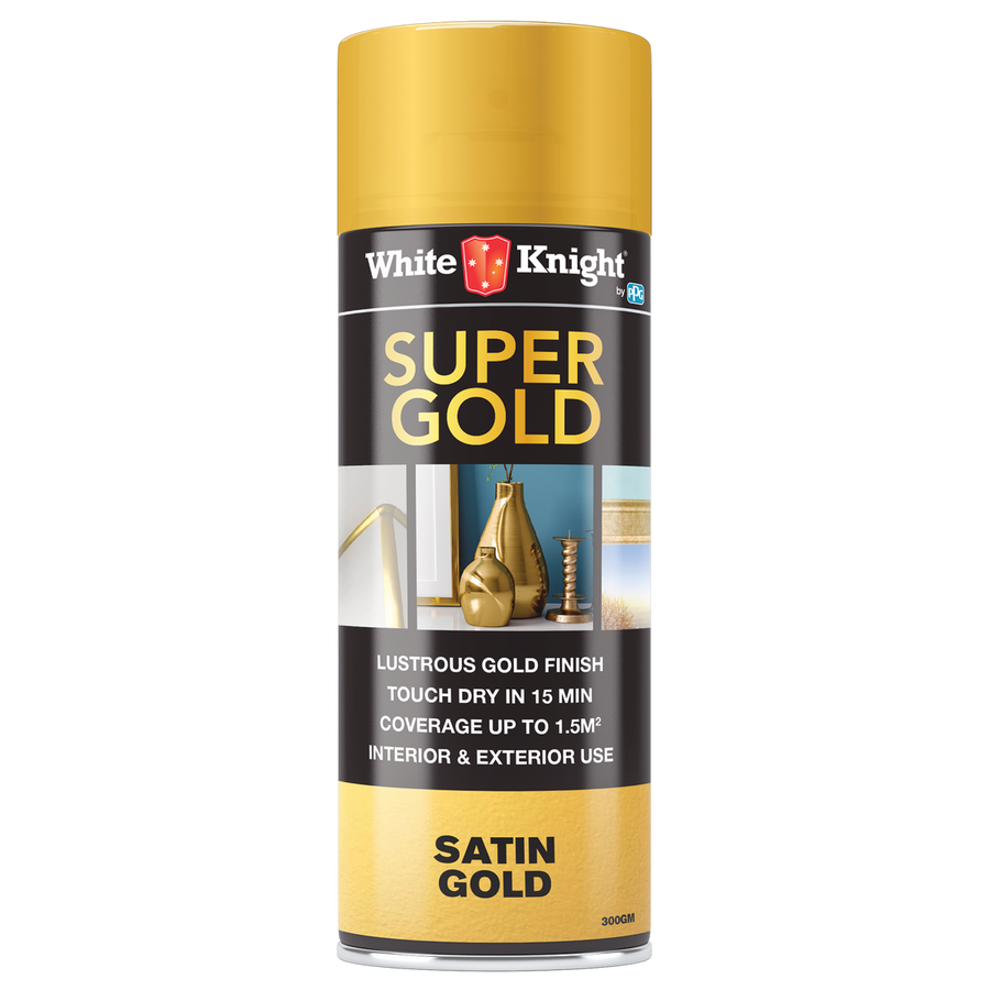 White Knight Super Gold Spray Paint - 300g - Solvent Based - Fast Drying - SuperSaverAU - view 1