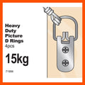 Everhang Heavy Duty Picture Hanging D Ring 15kg Zinc Plated 4 Pack - SuperSaverAU - view 2