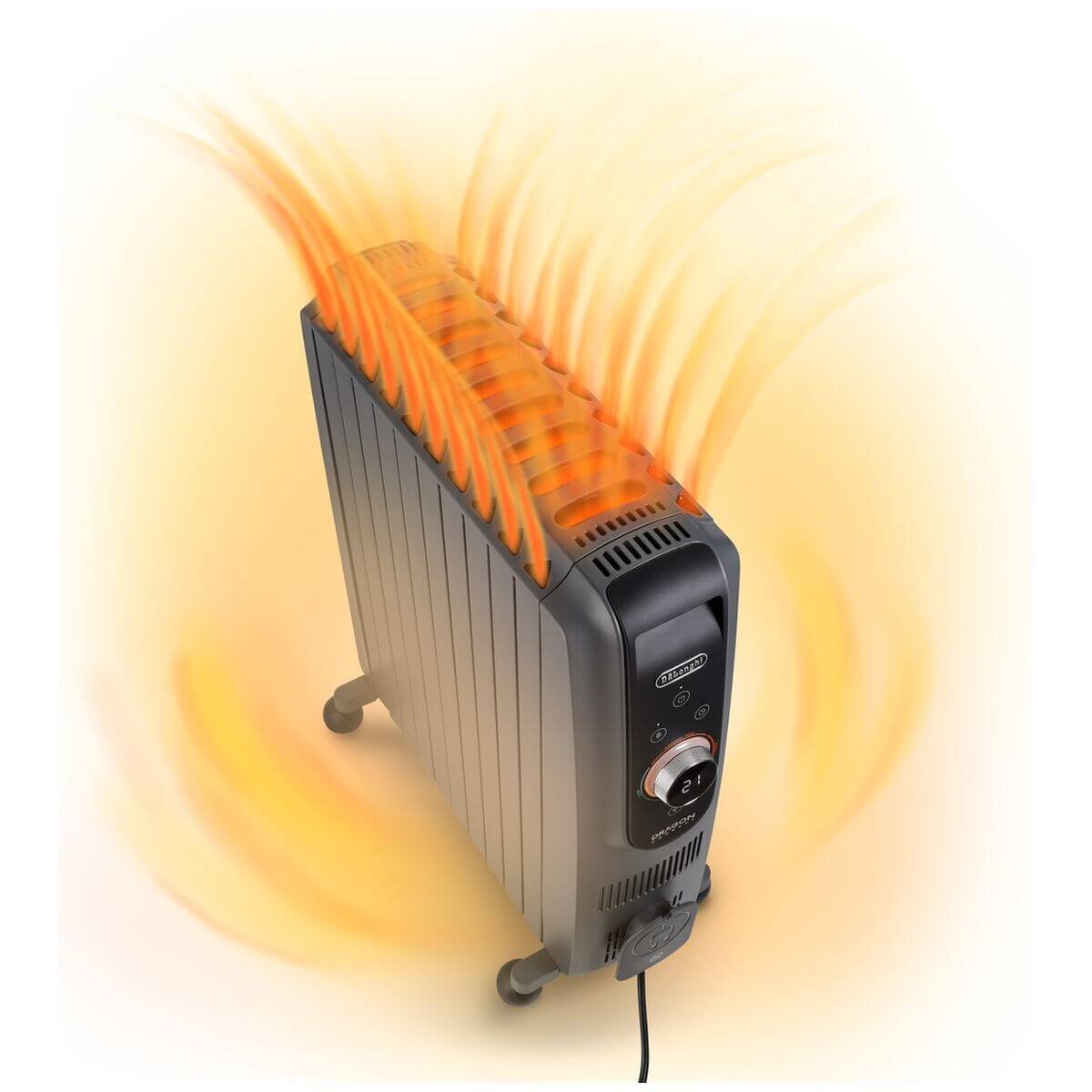DeLonghi Dragon 5 Pro 2400W Oil Column Heater - Grey - WiFi App Connectivity - TRD51024WIFI