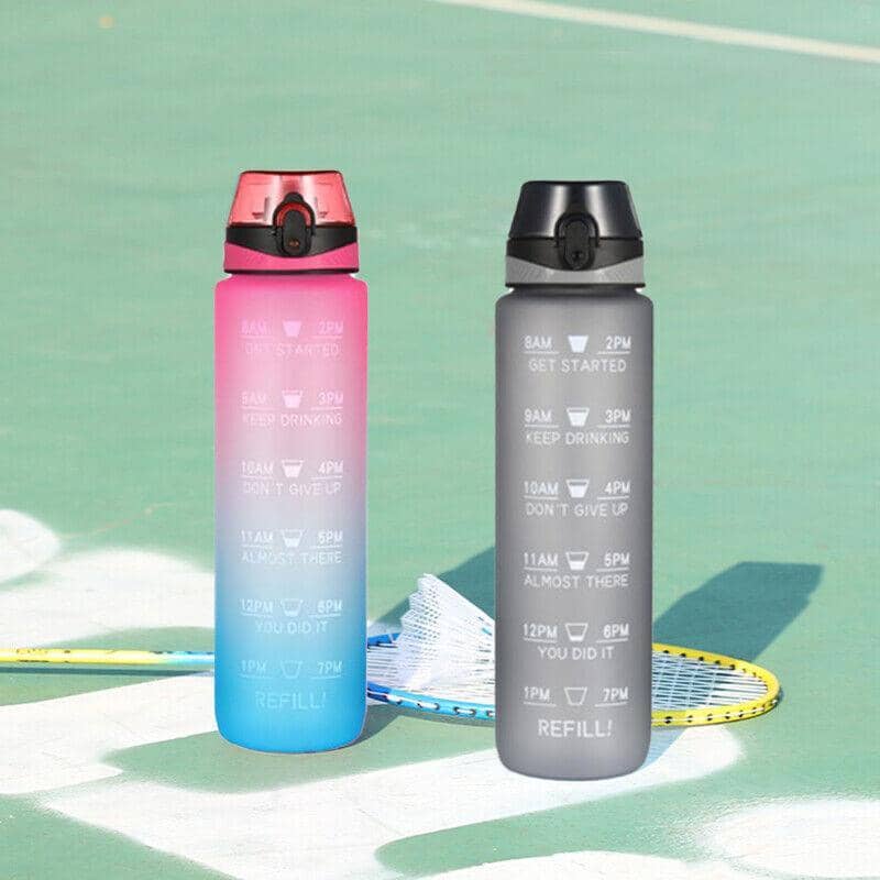 1 Litre Motivational Water Bottle with Time Markings - Pink and Blue - view 4