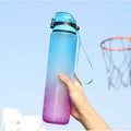 1 Litre Motivational Water Bottle with Time Markings - Pink and Blue - view 5