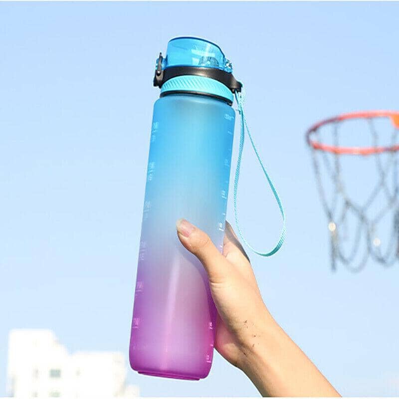 1 Litre Motivational Water Bottle with Time Markings - Pink and Blue - view 5