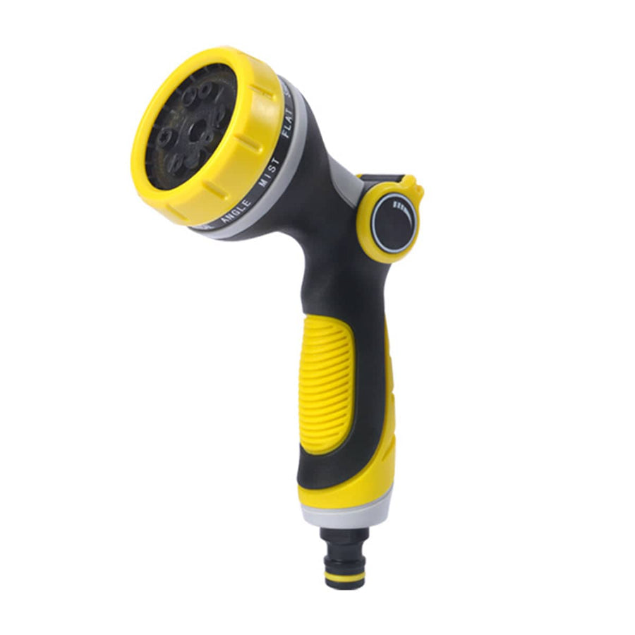 10-Function Garden Hose Nozzle for Watering and Car Washing - Yellow