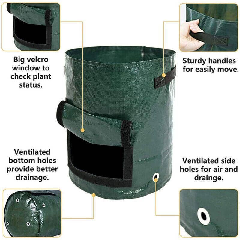 10 Gallon Potato Grow Bag with Side Window and Handles - Dark Green, Single - view 3
