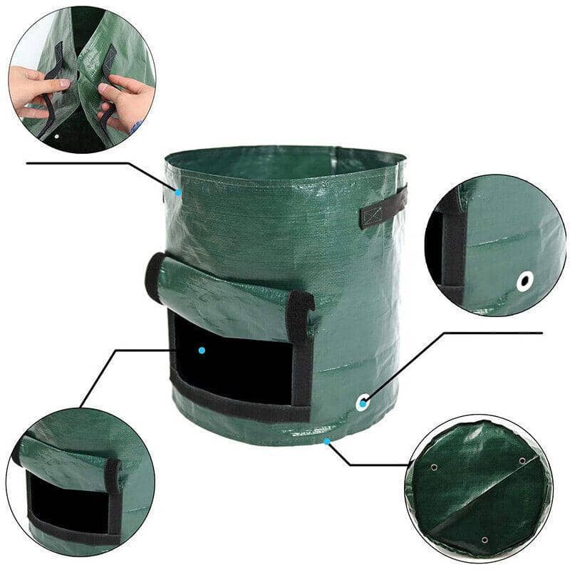 10 Gallon Potato Grow Bag with Side Window and Handles - Dark Green, Single - view 5