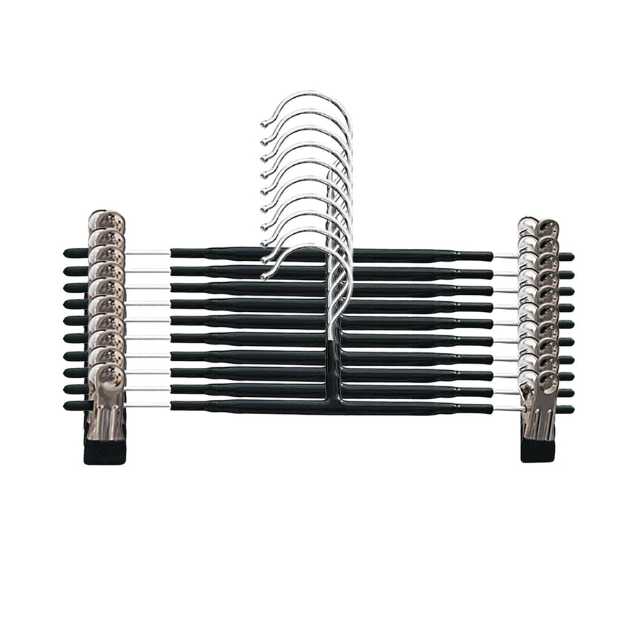 10 Pack Wardrobe Pants Rack Hanging Trouser Organiser - Black