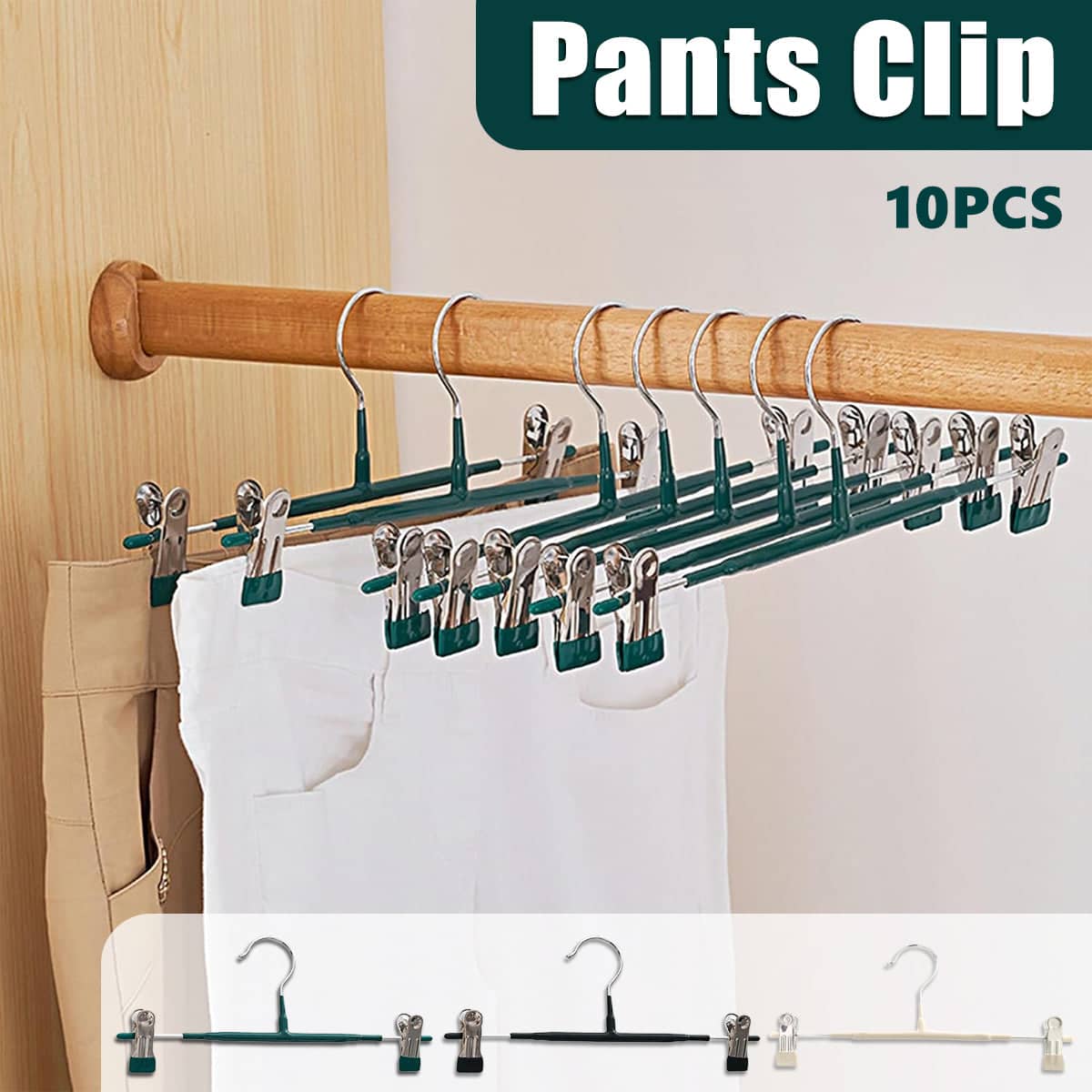 10 Pack Wardrobe Pants Rack Hanging Trouser Organiser - Black - view 2