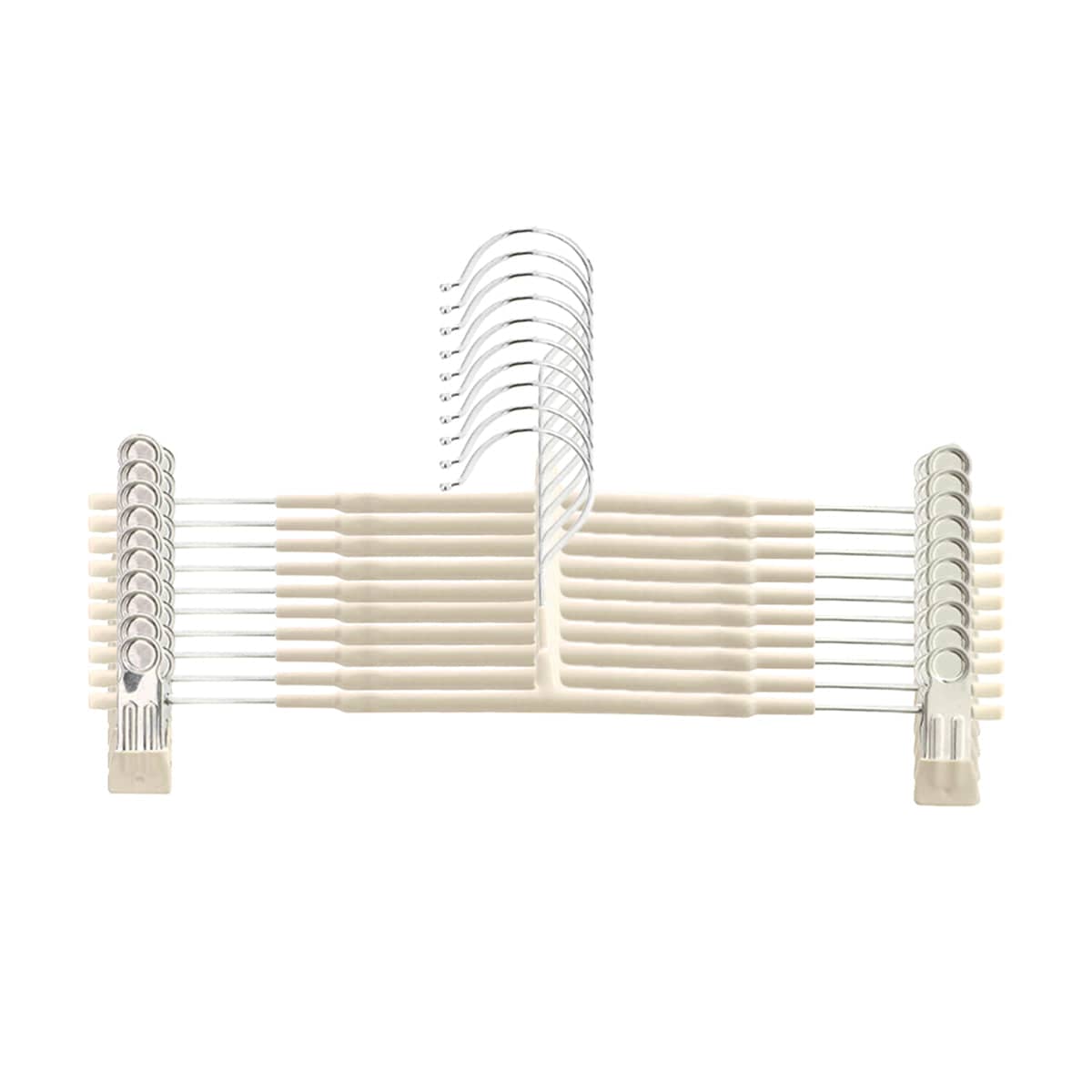 10 Pack Wardrobe Pants Rack Hanging Trouser Organiser - Cream