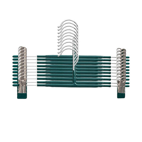 10 Pack Wardrobe Pants Rack Hanging Trouser Organiser - Green