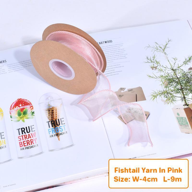 10 Roll Decorative Ribbon for Bouquet Wrapping and Gift Packaging - Beige Fishtail Veil - view 5