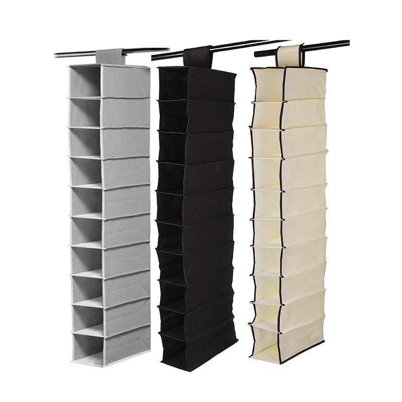 10 Tier Hanging Wardrobe Organiser for Clothes and Shoes - Black - view 3