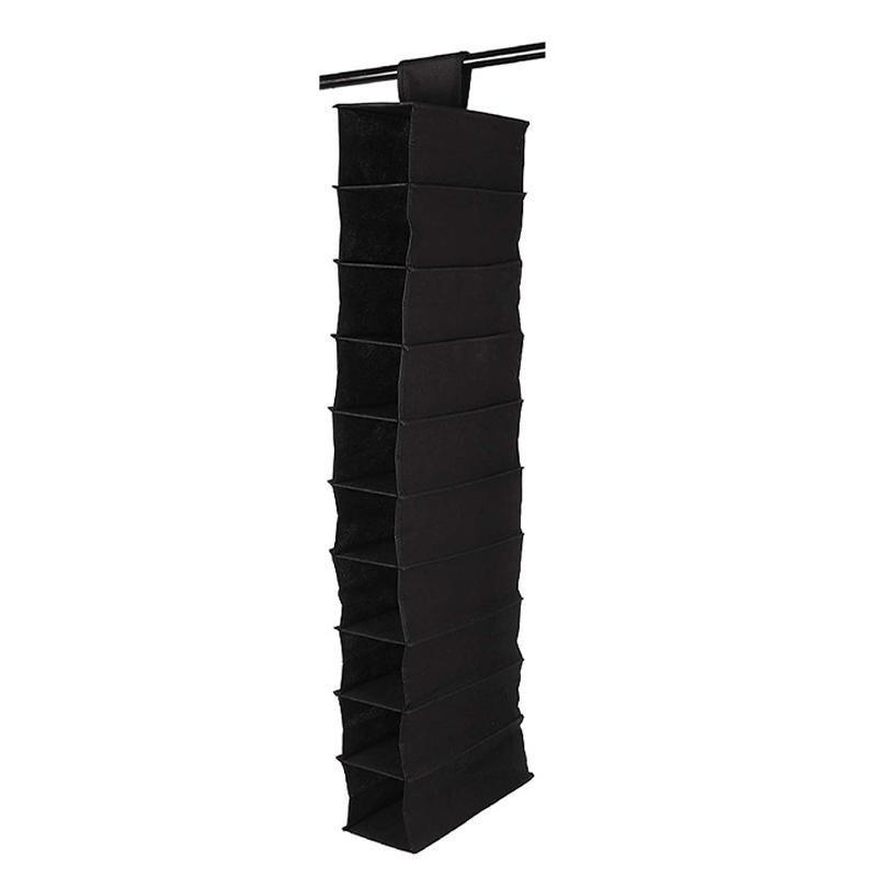 10 Tier Hanging Wardrobe Organiser for Clothes and Shoes - Grey - view 4