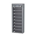 10 Tier Shoe Rack with Dust Cover, Stainless Steel Frame - Grey