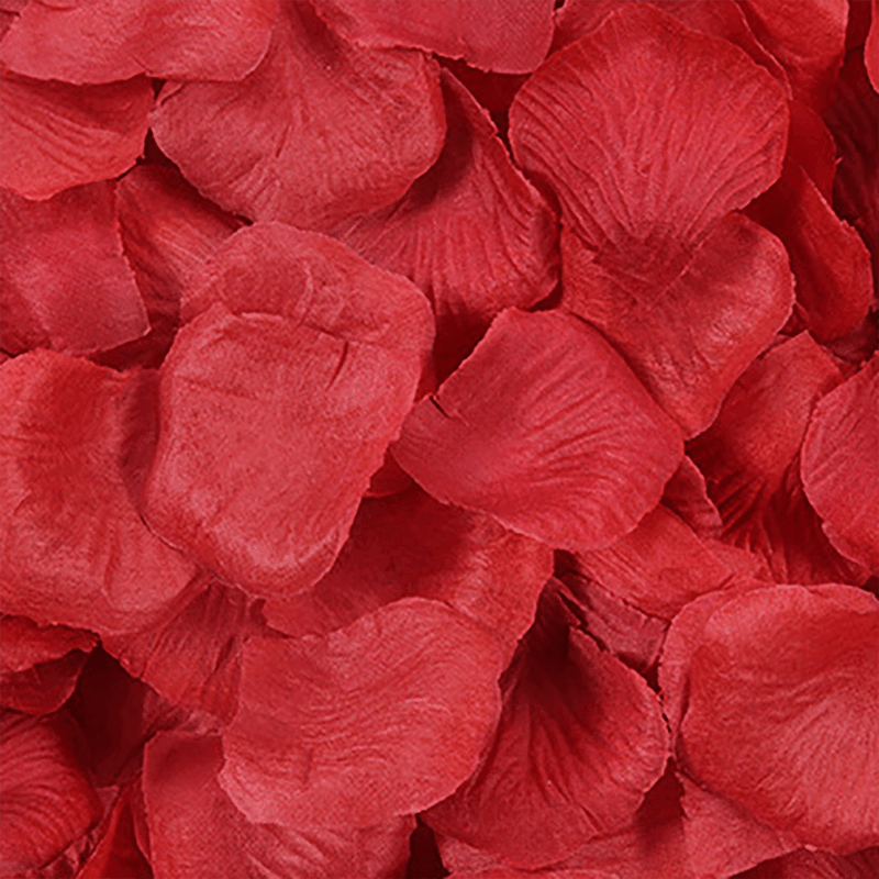 1000 pcs Silk Rose Petals for Weddings and Events - Setting Sun Red - view 4