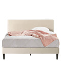 Zinus Liam Classic Home queen upholstered bed base - beige fabric, padded headboard - AU-FPPPBG-12Q